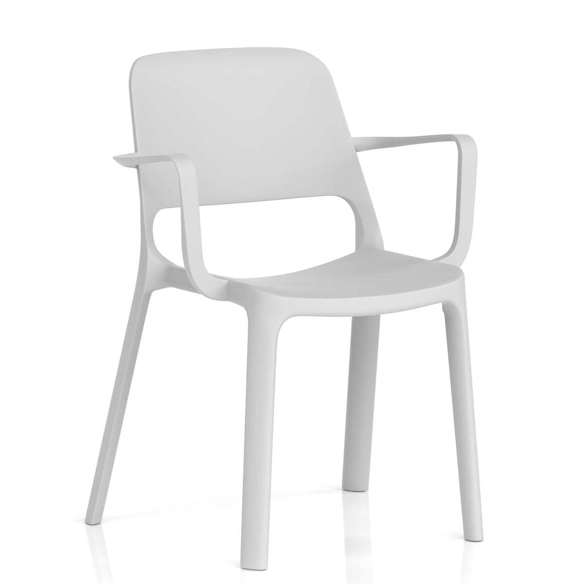 Grey chair with armrests on a white background