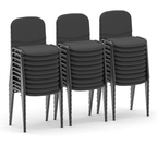 Stack of grey chairs on a white background