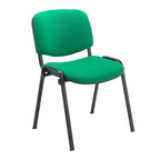 Green chair with black legs on a white background