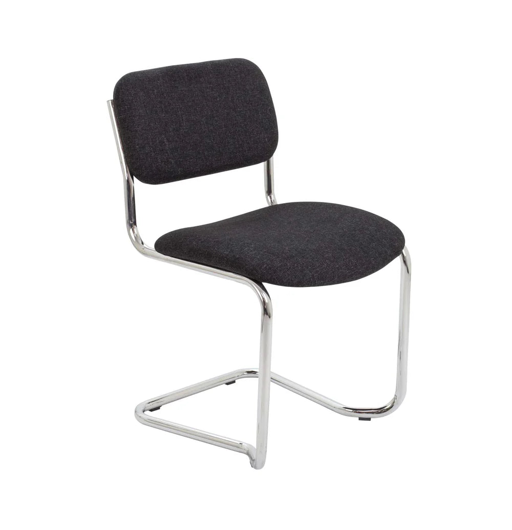 Black conference chair with metal frame on a white background