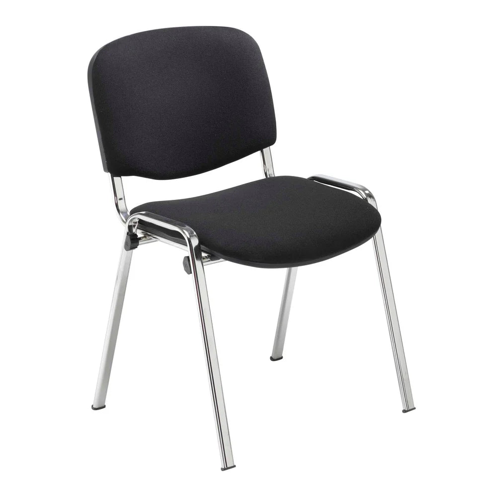 Black conference chair with chrome frame on a white background