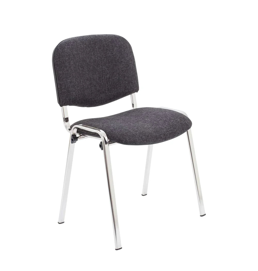 Charcoal conference chair with chrome frame on a white background
