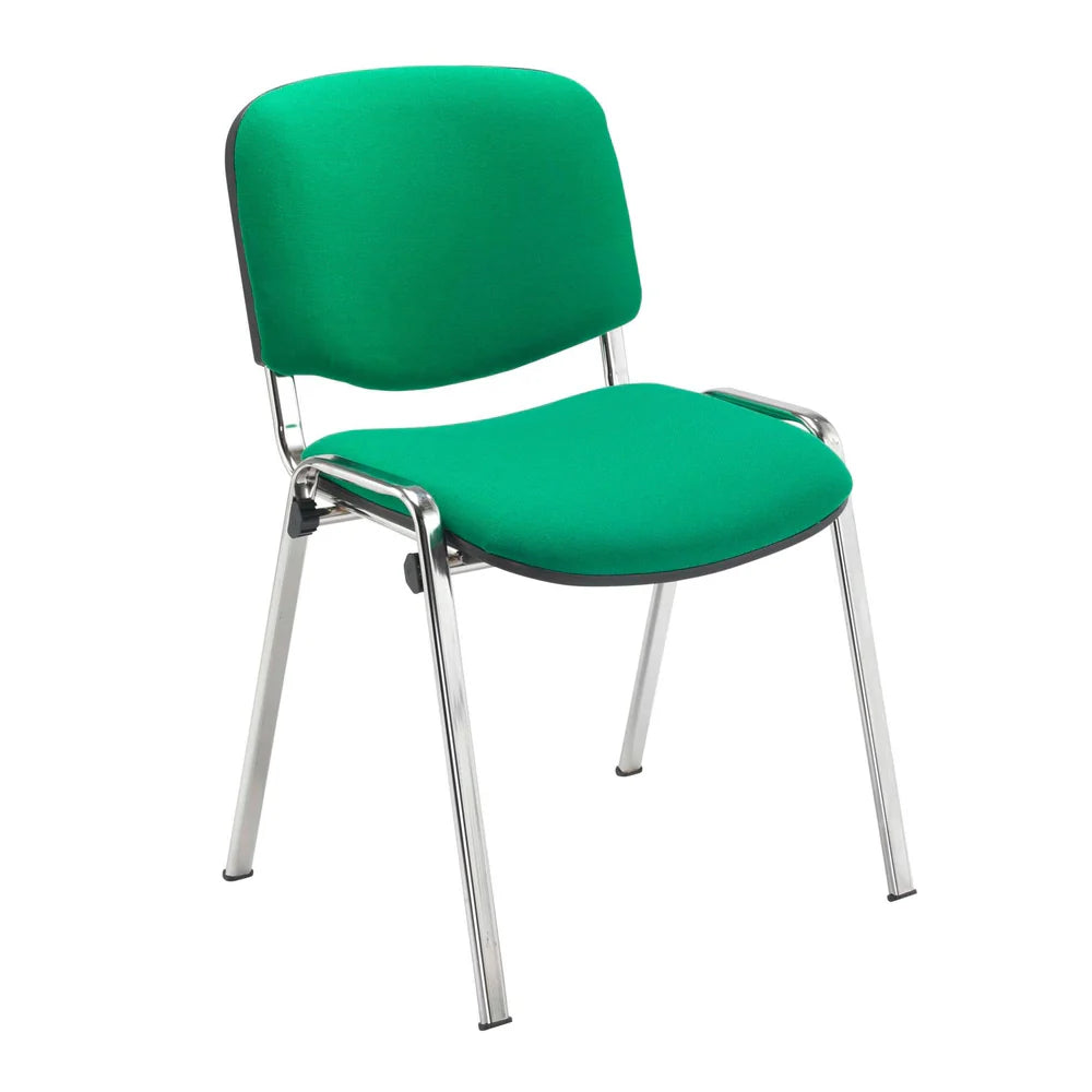 Green conference chair with chrome frame on a white background