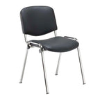 Black PU conference chair with chrome frame on a white background