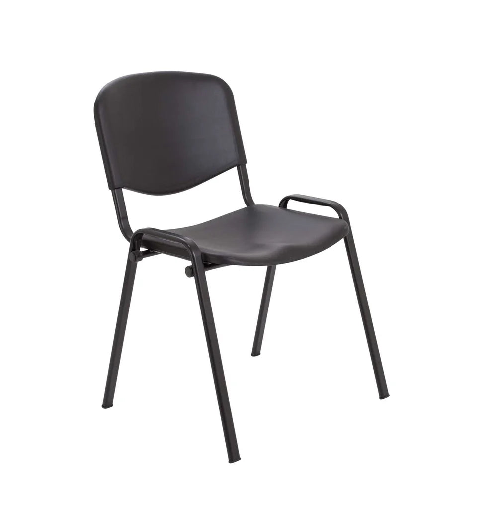 Black polypropylene chair on a white background
