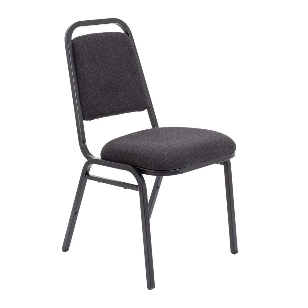 Grey chair with a metal frame on a white background
