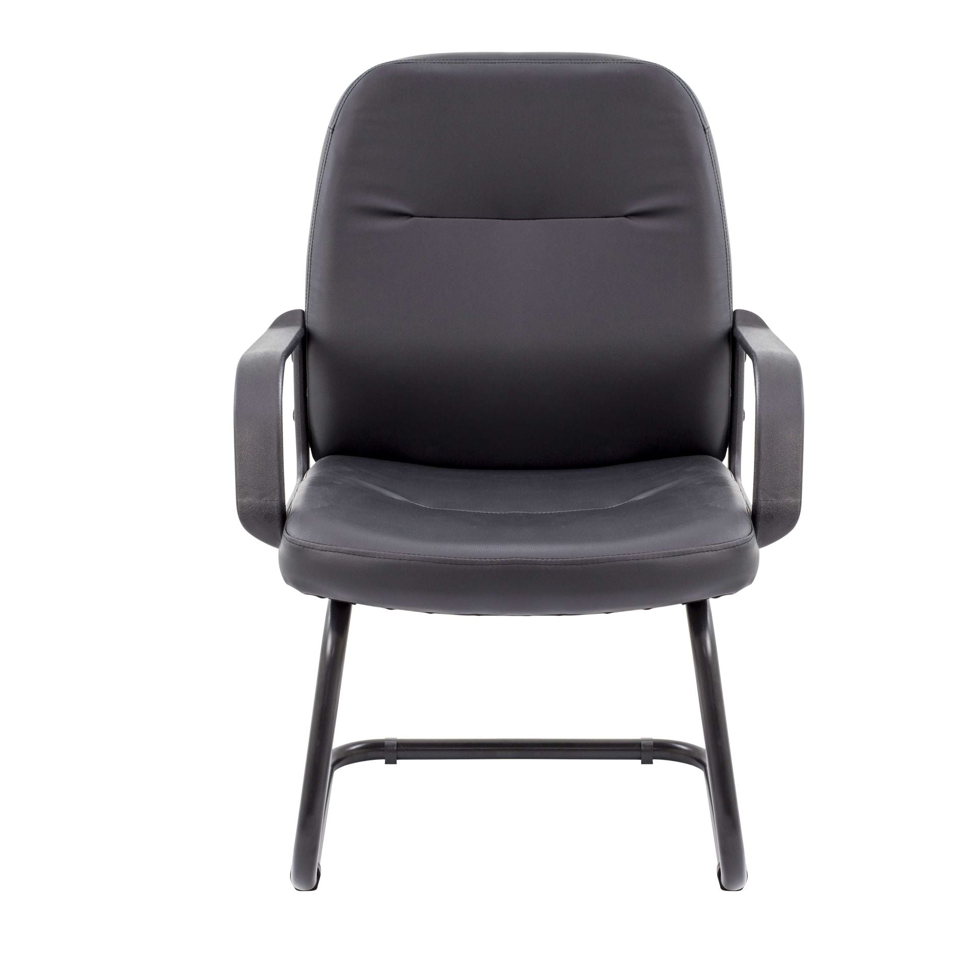 Black office chair with armrests on a white background