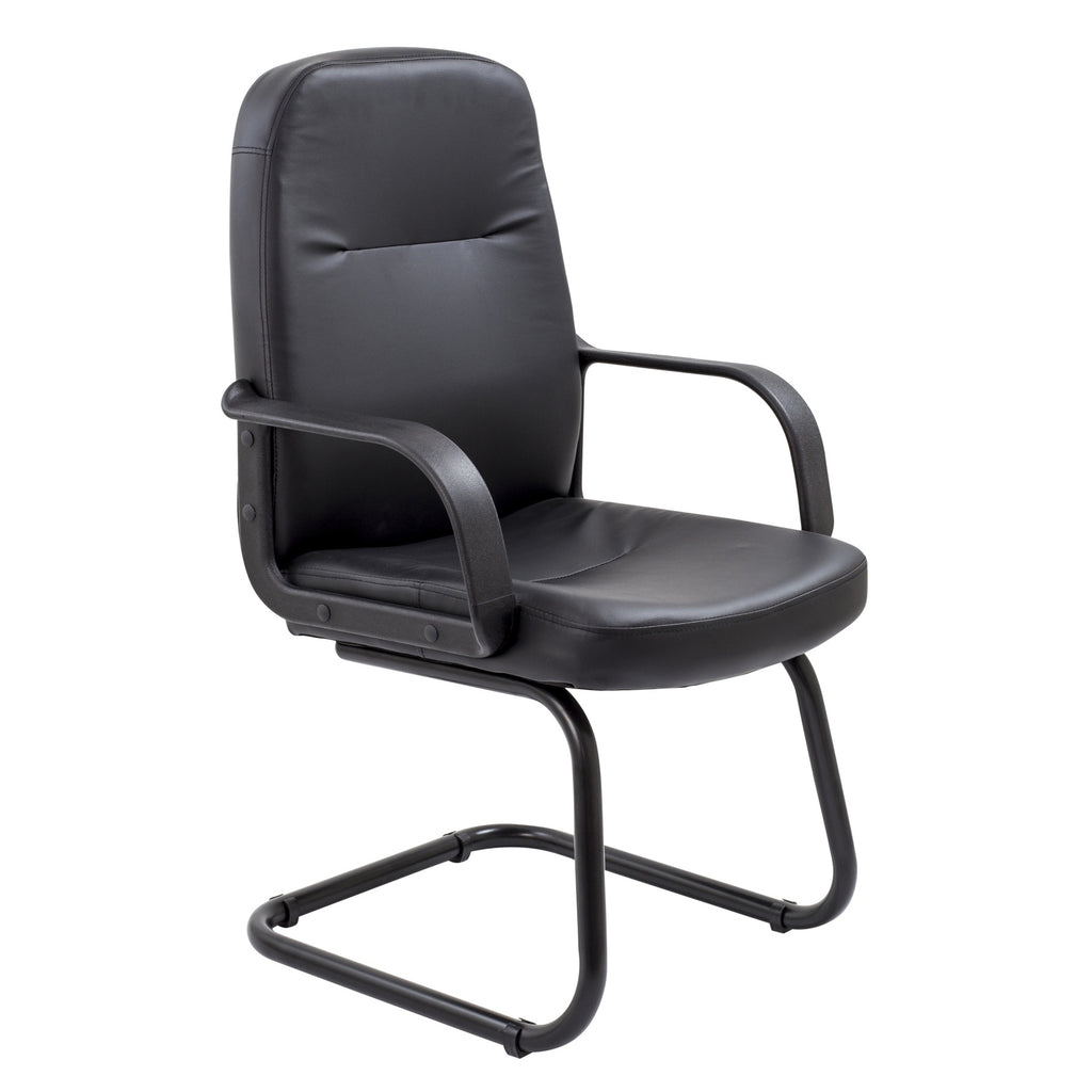 Black office chair with armrests on a white background