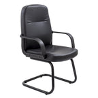 Black office chair with armrests on a white background