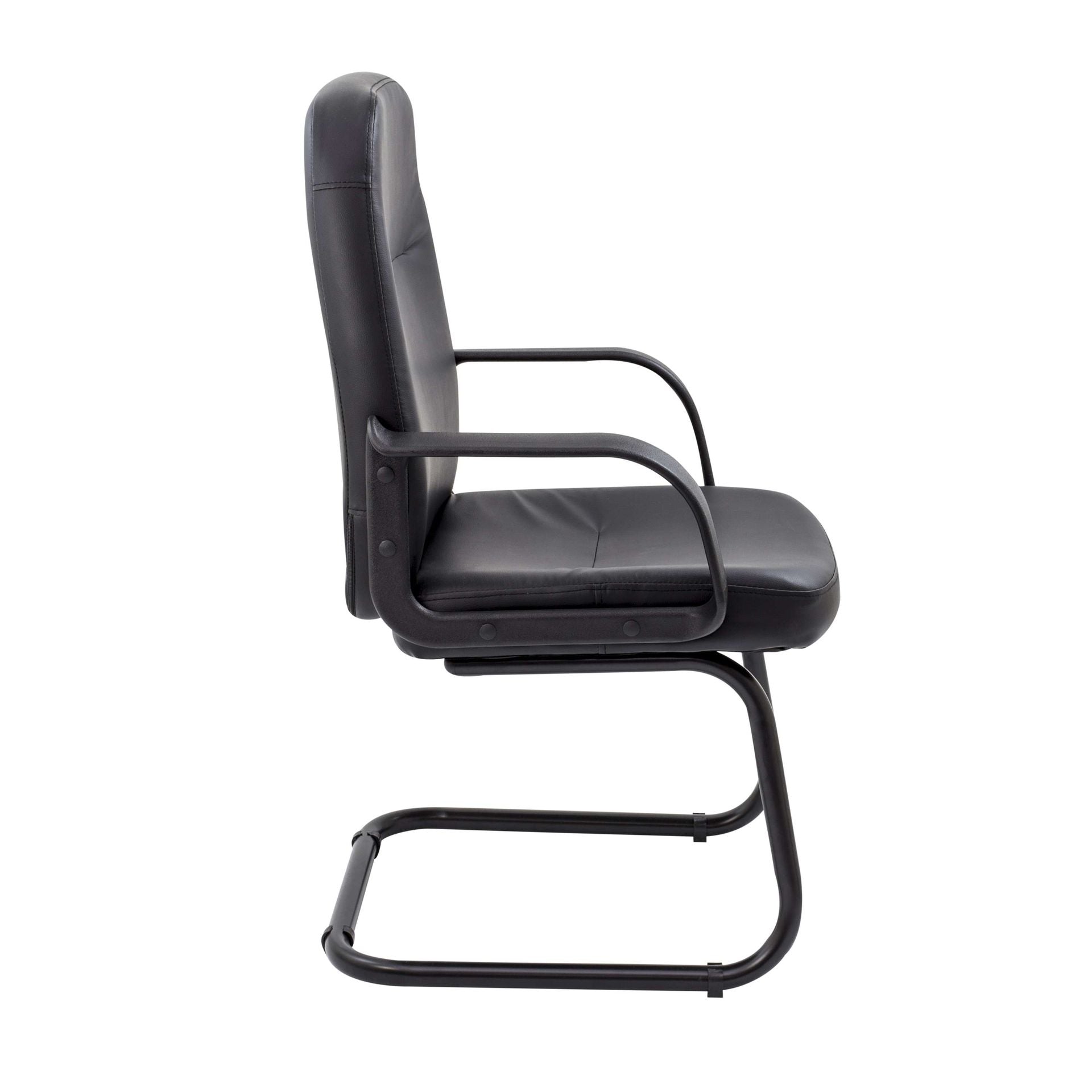 Black office chair with armrests on a white background