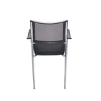 Black office chair with mesh back and chrome frame on a white background