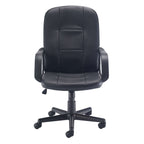 Black office chair with armrests on a white background