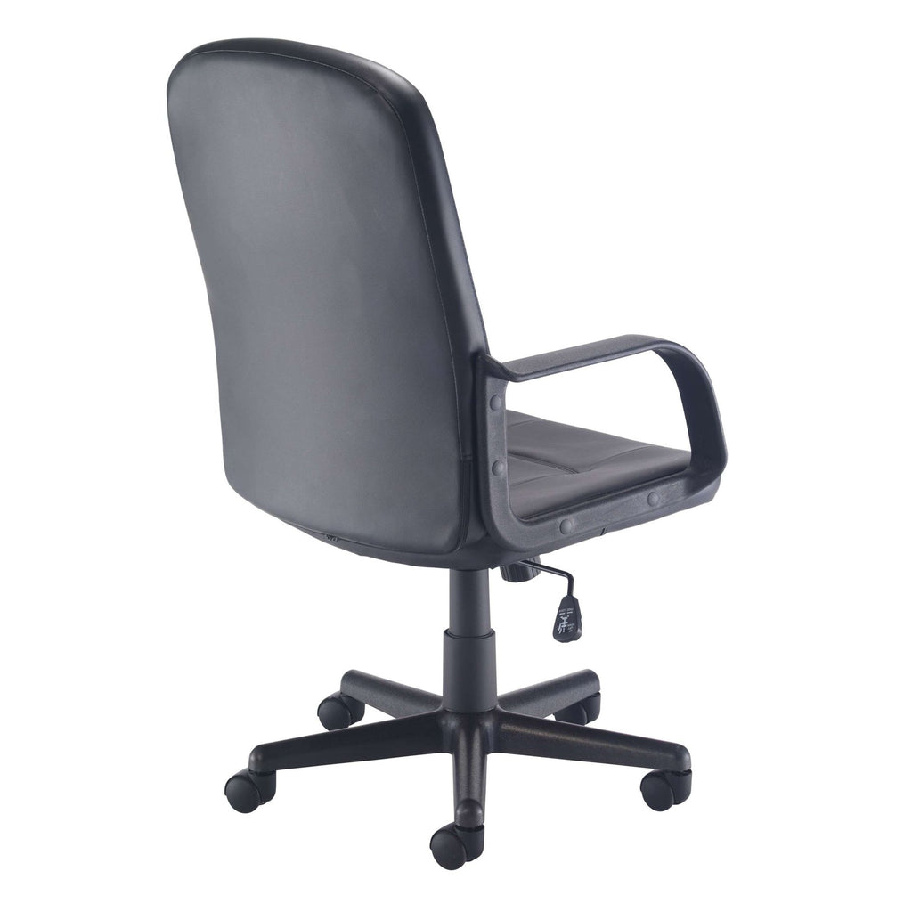 Black office chair with armrests on a white background