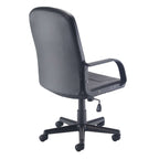 Black office chair with armrests on a white background