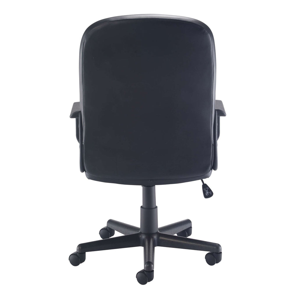 Black office chair with armrests on a white background