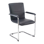 Black office chair with chrome frame on a white background