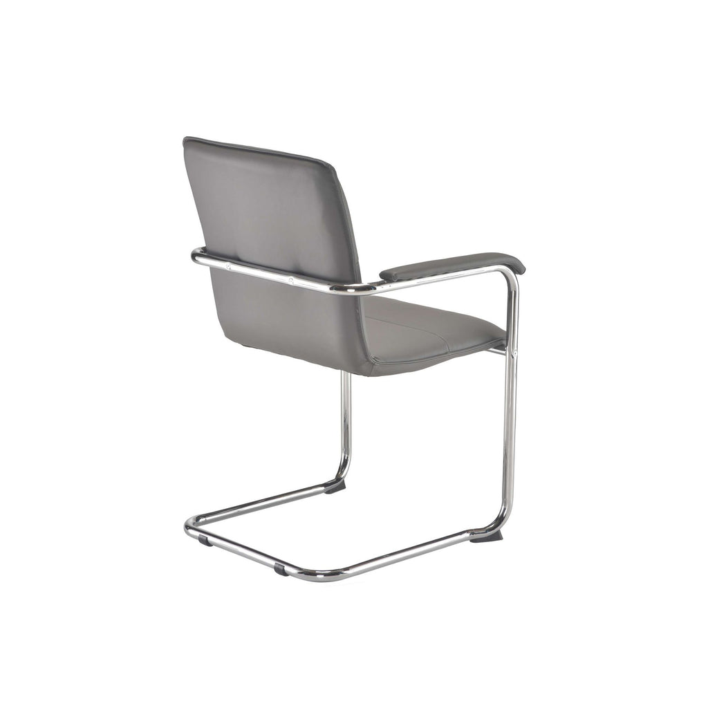 Grey office chair with chrome frame on a white background