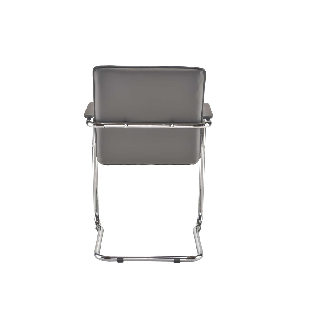 Grey office chair with chrome frame on a white background