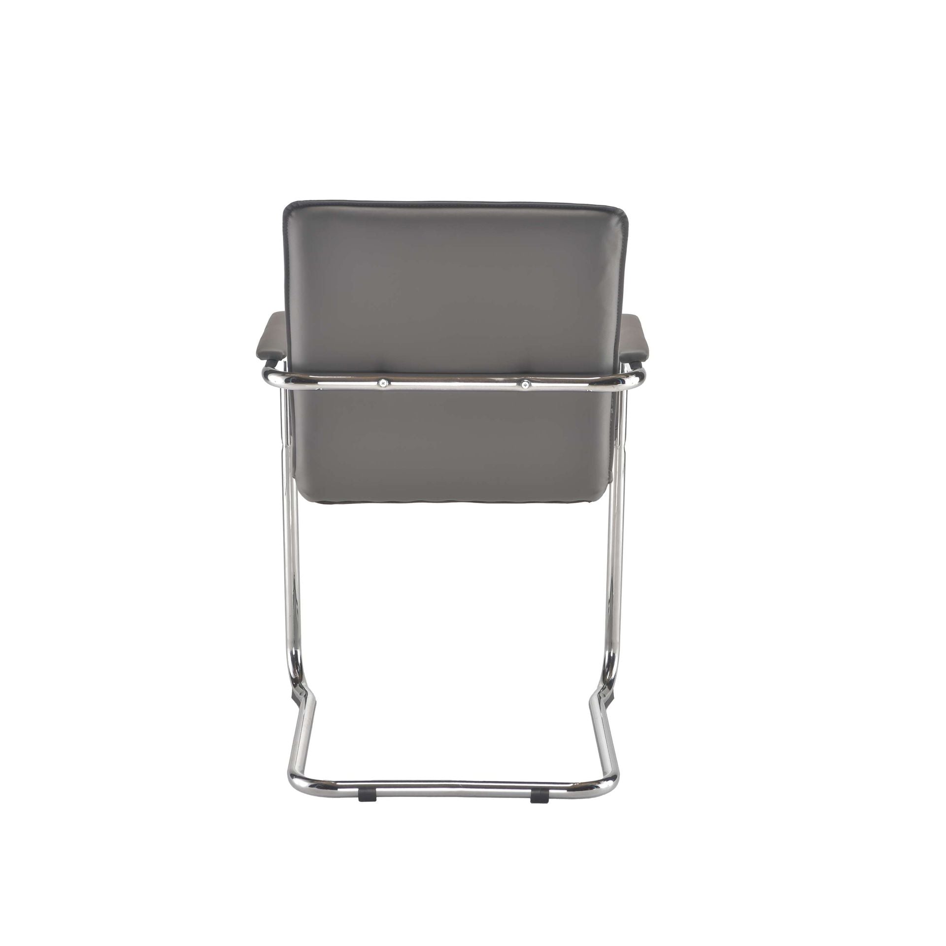 Grey office chair with chrome frame on a white background