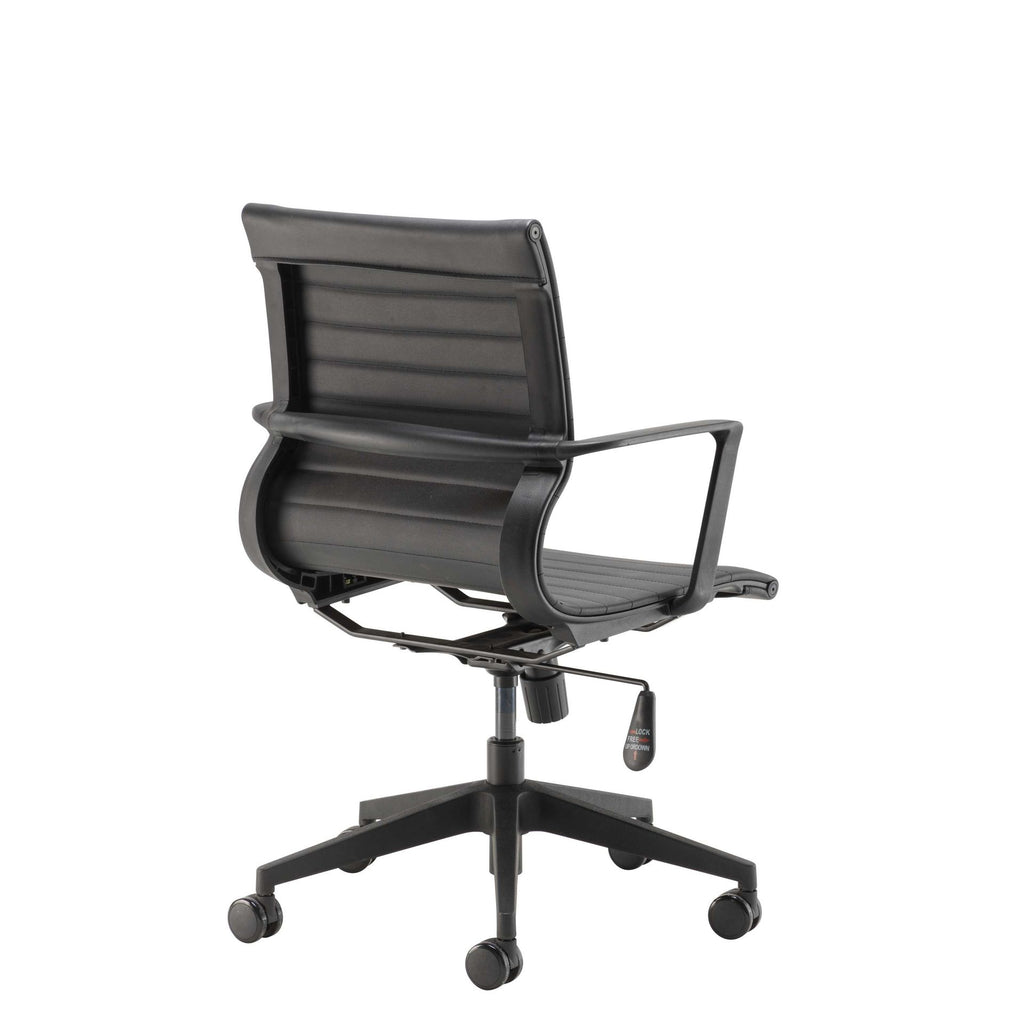 Black office chair with armrests on a white background