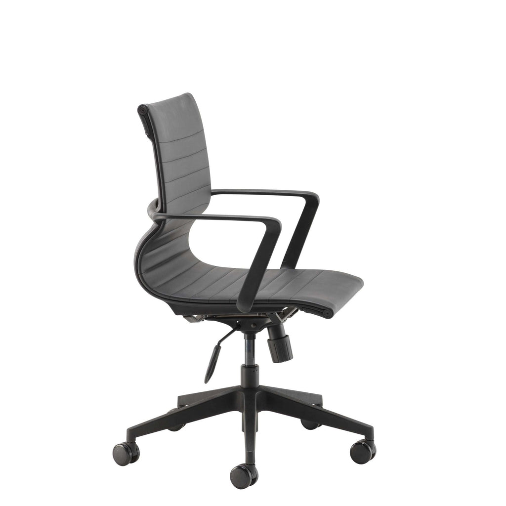 Black office chair with armrests on a white background