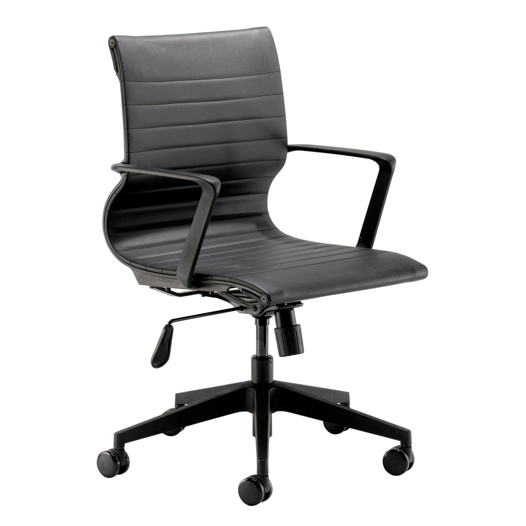 Black office chair with armrests on a white background