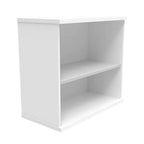 White bookcase with one shelf on a white background