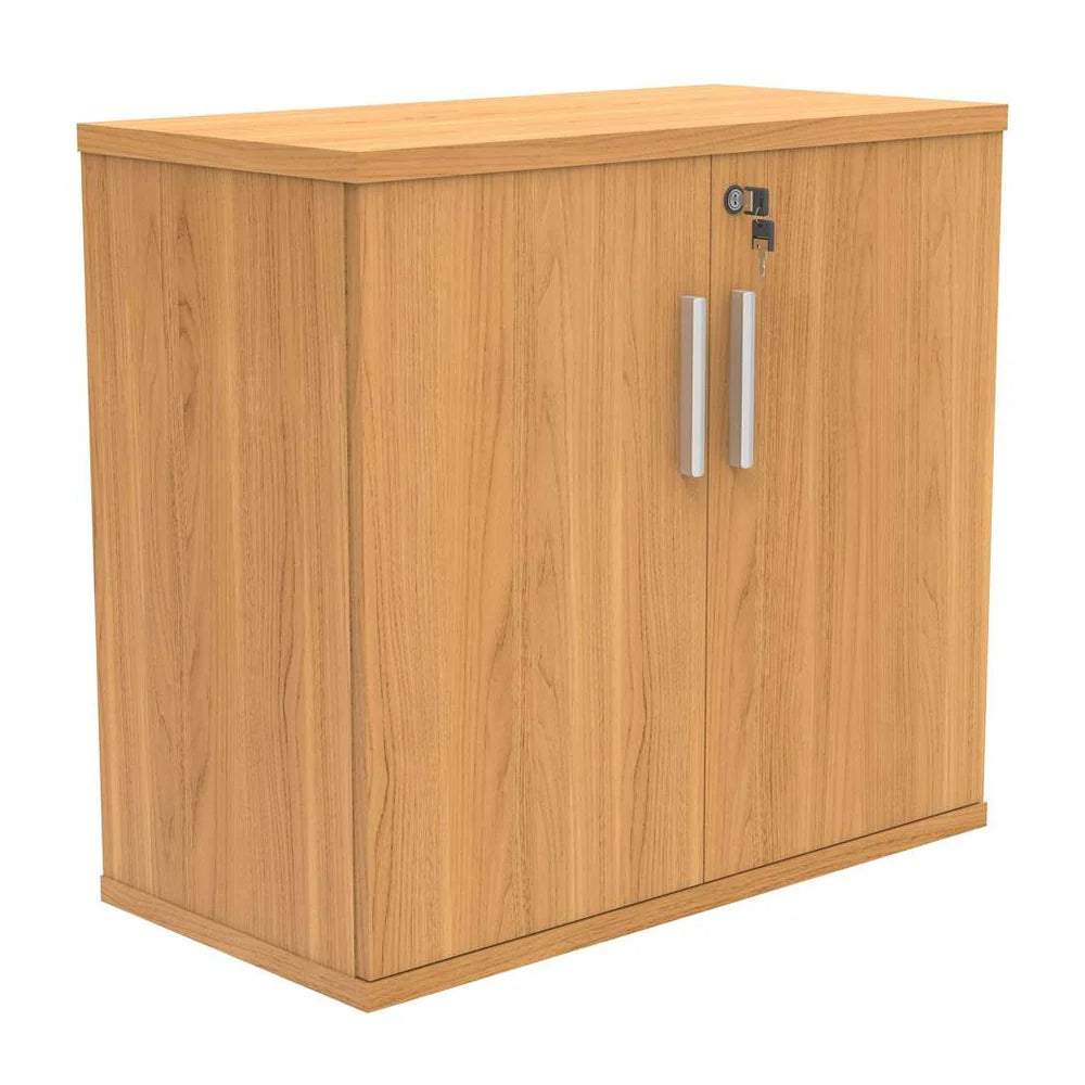 Cupboard with a silver handle on a white background