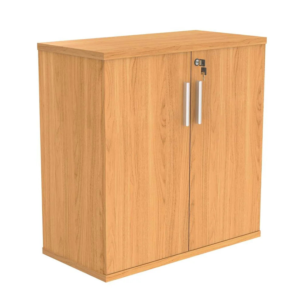 Cupboard with a silver handle on a white background