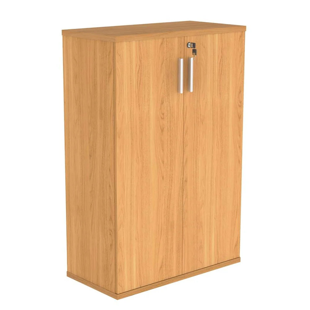 Cupboard with a silver handle on a white background