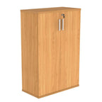 Cupboard with a silver handle on a white background