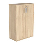 Cupboard with a silver handle on a white background