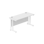 Office desk with white top and legs on a white background