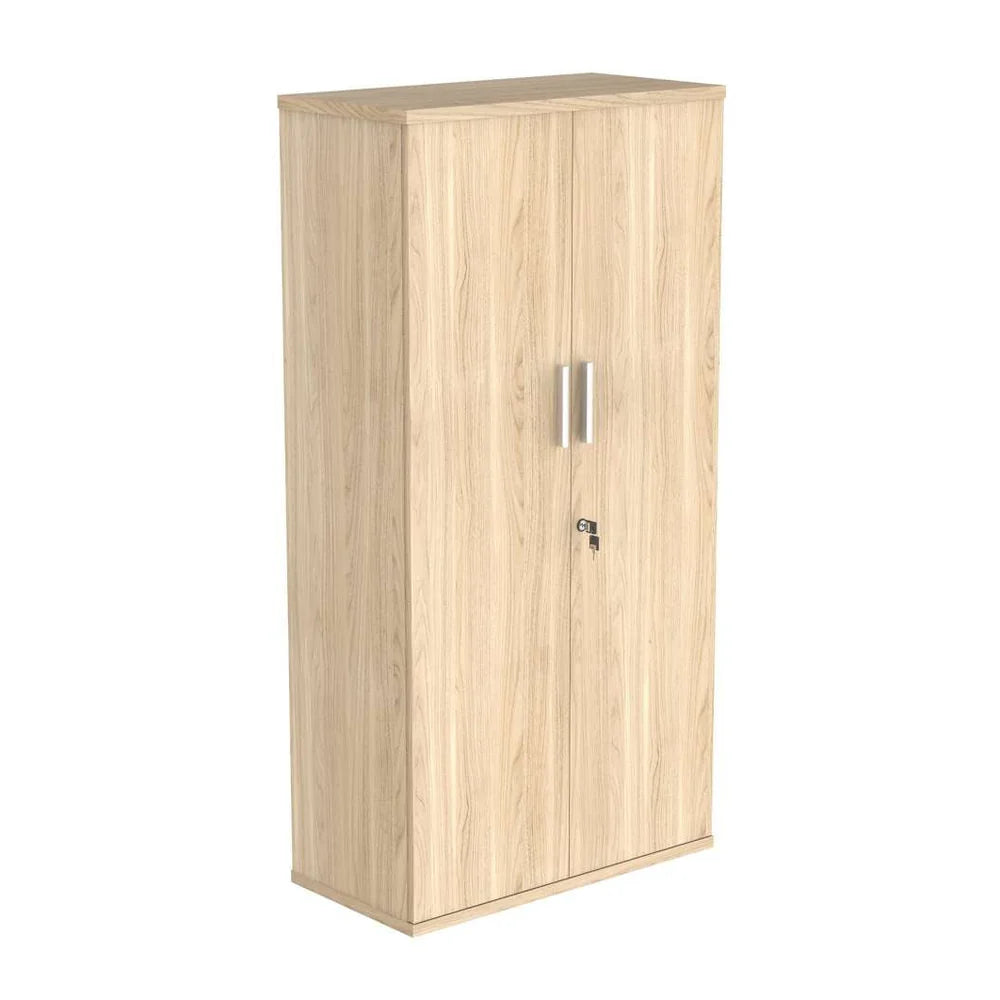 Cupboard with a silver handle on a white background