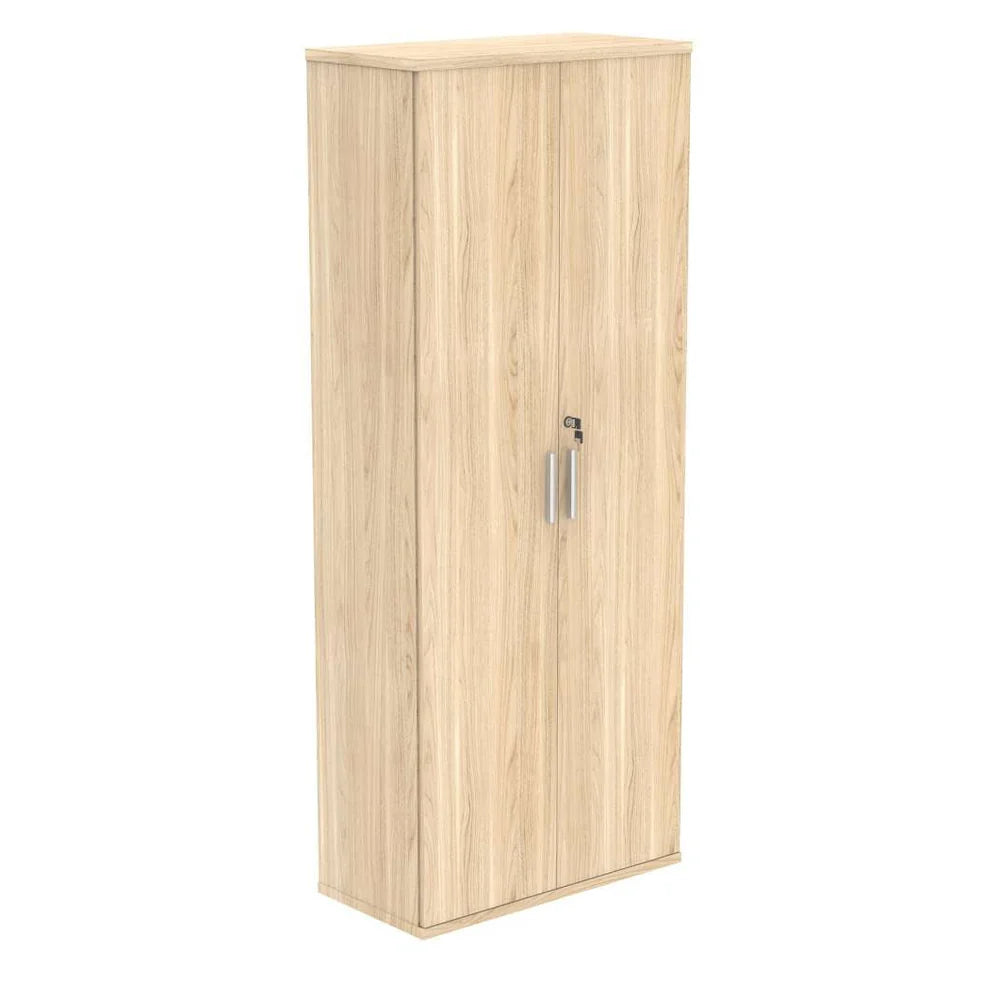 Cupboard with a silver handle on a white background