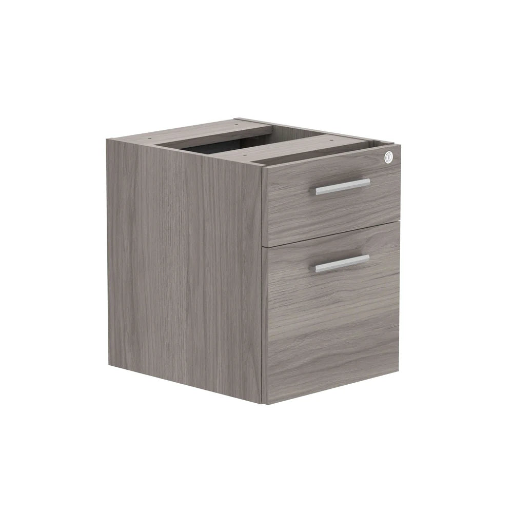 Fixed pedestal with two drawers on a white background