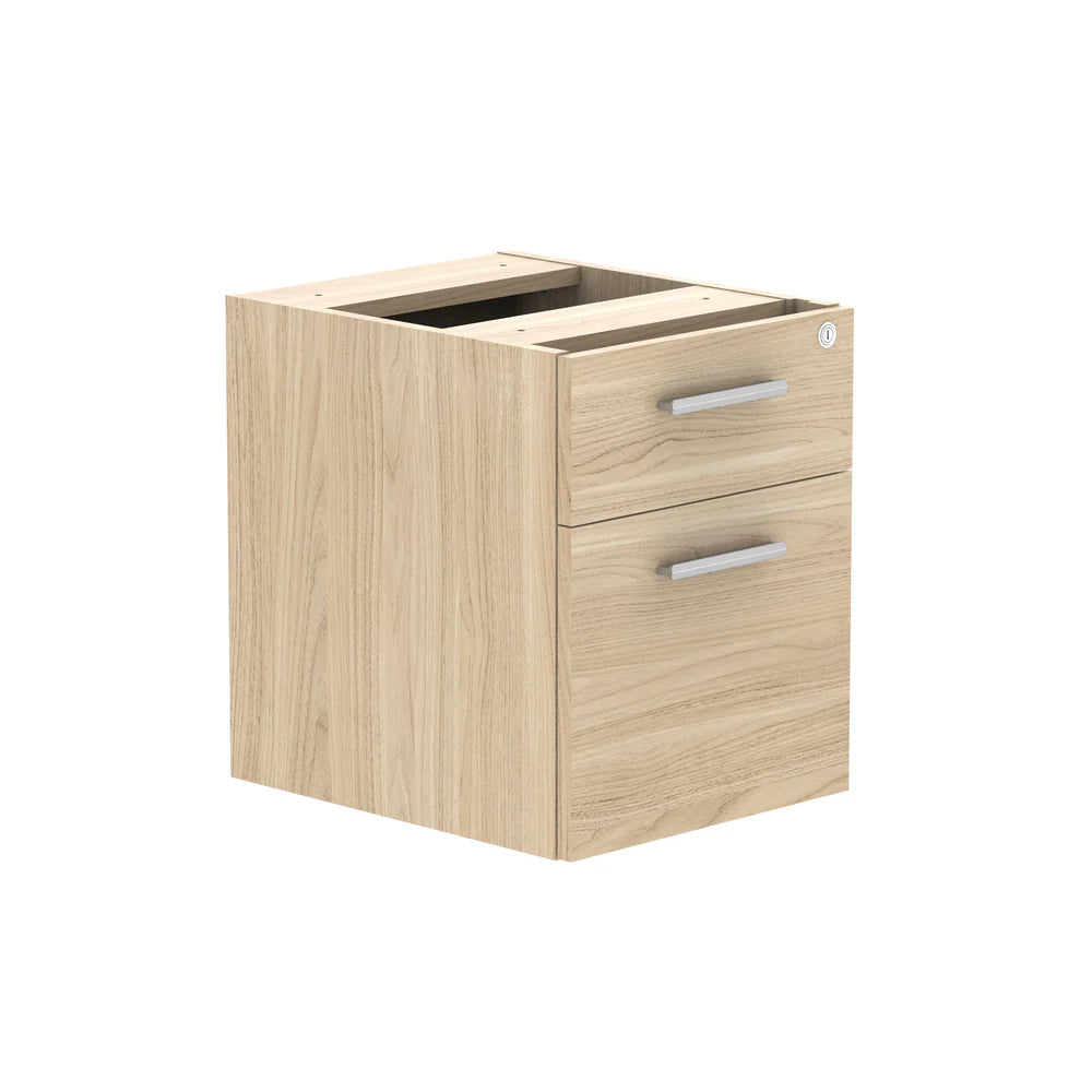 Fixed pedestal with two drawers on a white background