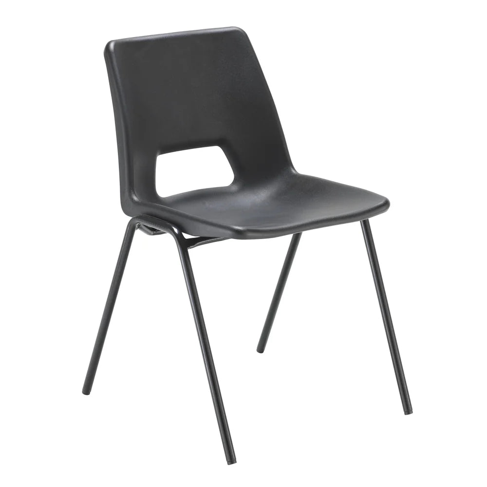 Black chair with metal legs on a white background