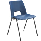 Blue chair with black legs on a white background