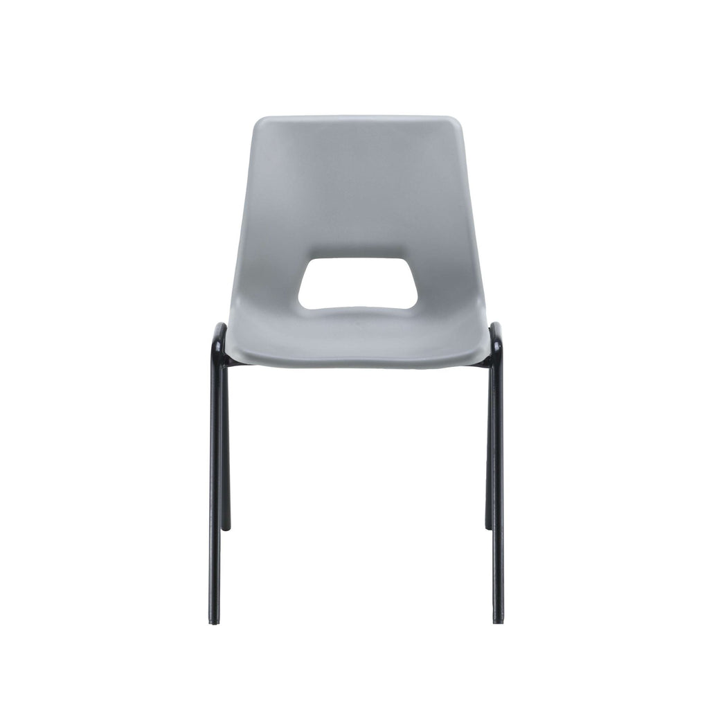 Grey chair with black legs on a white background