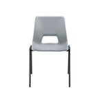 Grey chair with black legs on a white background