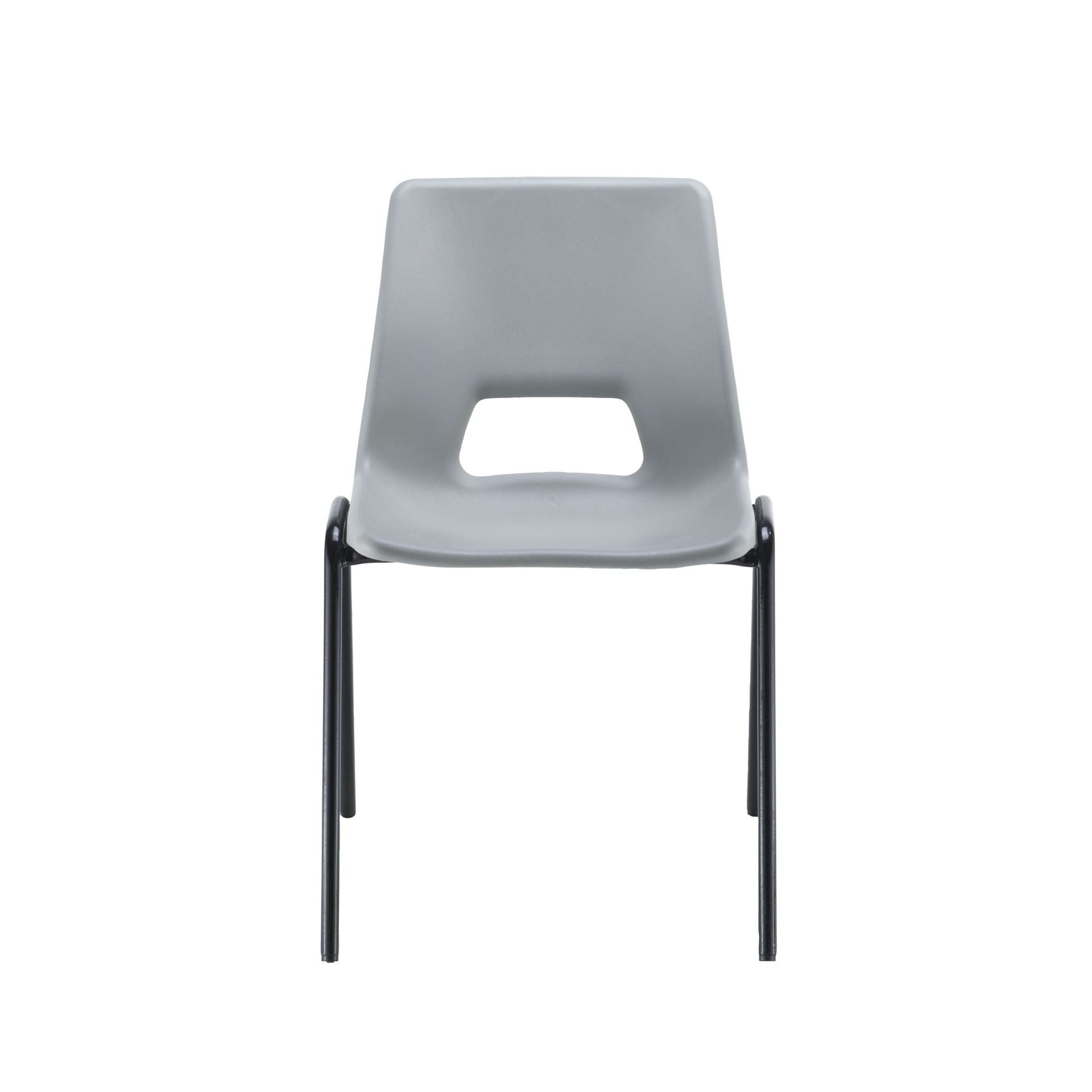 Grey chair with black legs on a white background