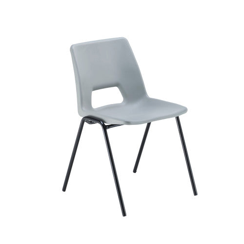 Grey chair with black legs on a white background