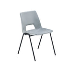 Grey chair with black legs on a white background