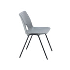 Grey chair with black legs on a white background