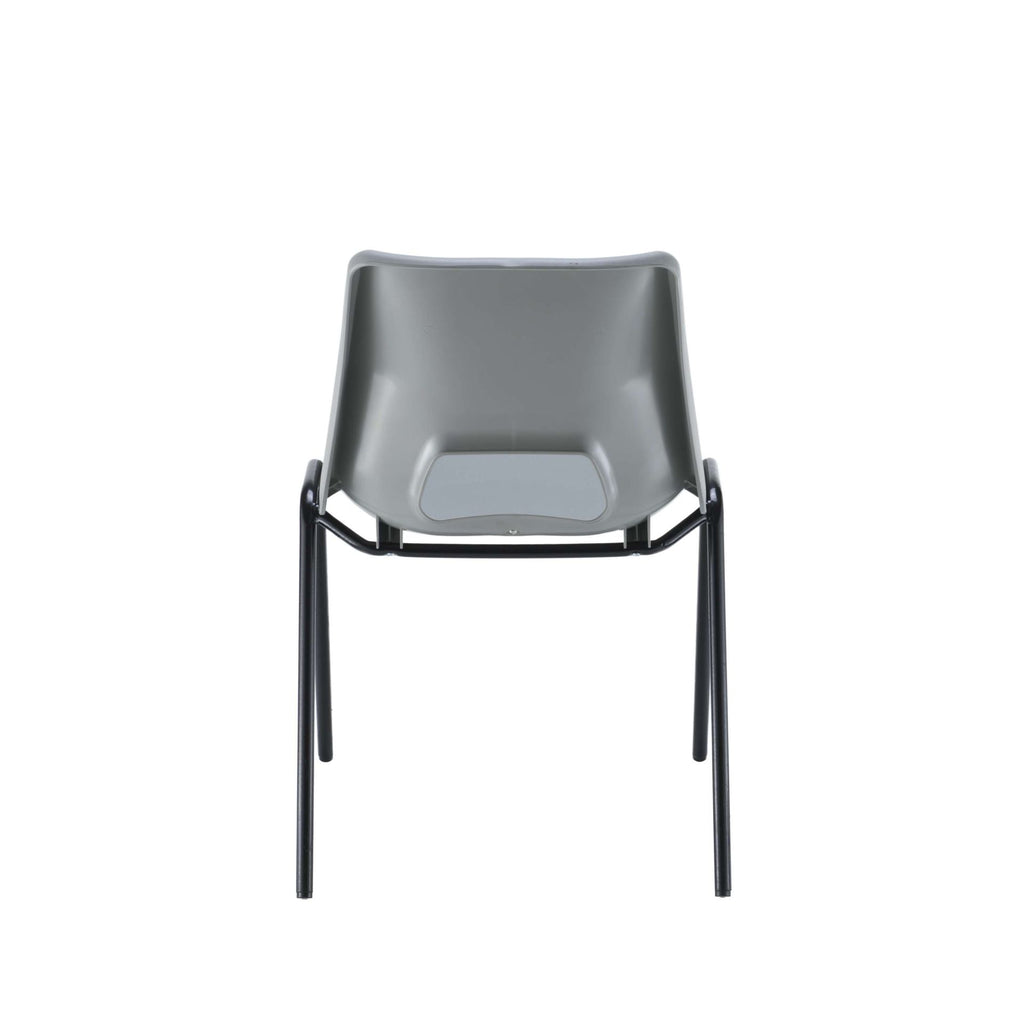 Grey chair with black legs on a white background