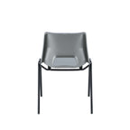 Grey chair with black legs on a white background
