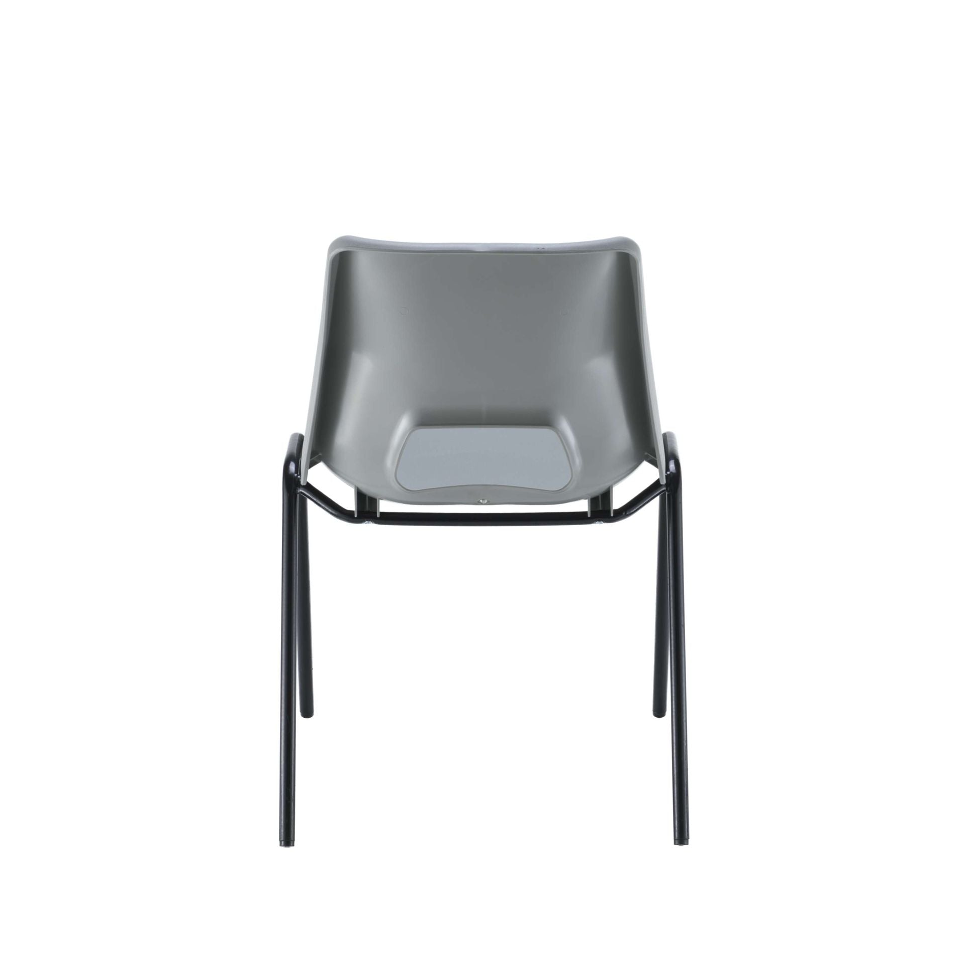 Grey chair with black legs on a white background