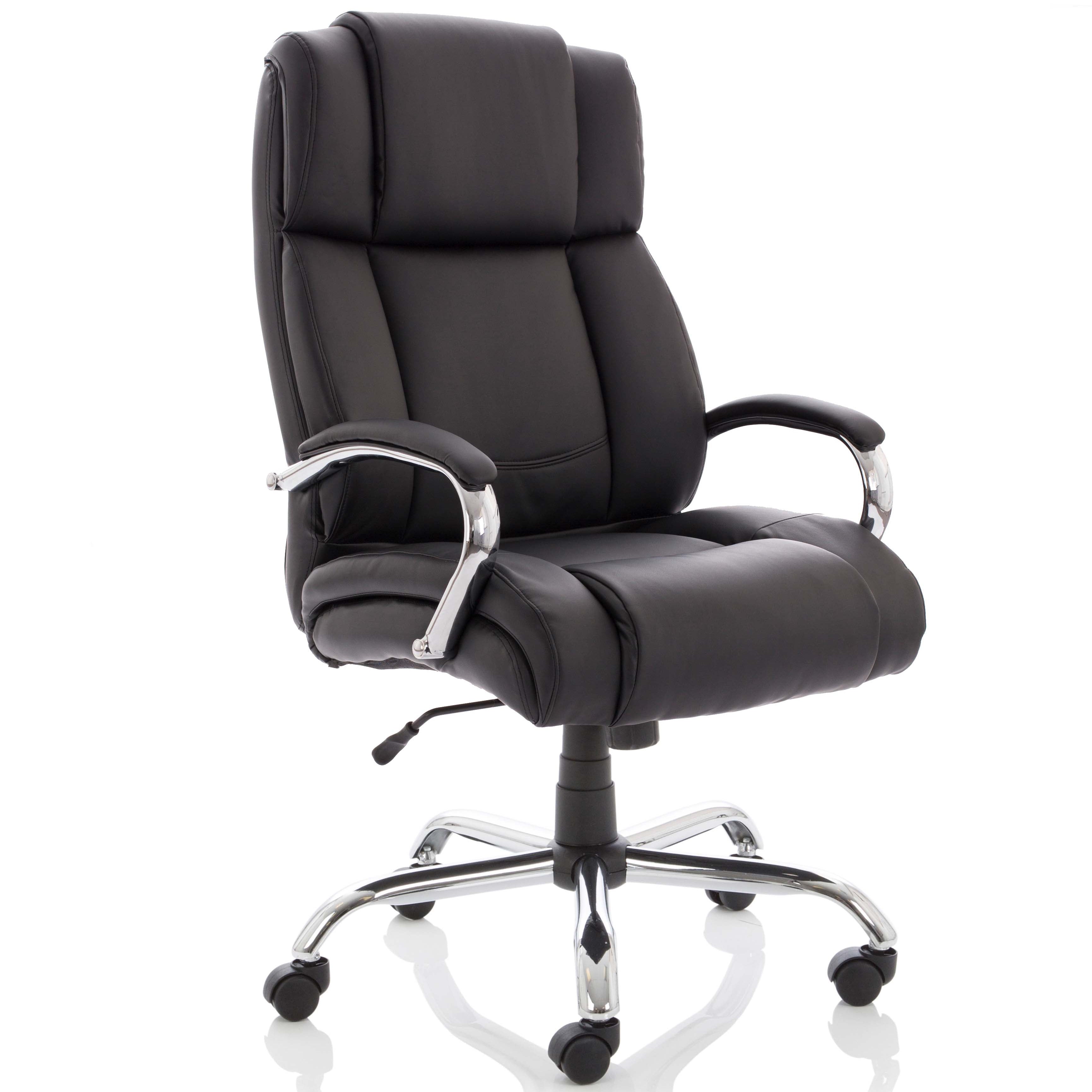 Black office chair with high backrest on a white background