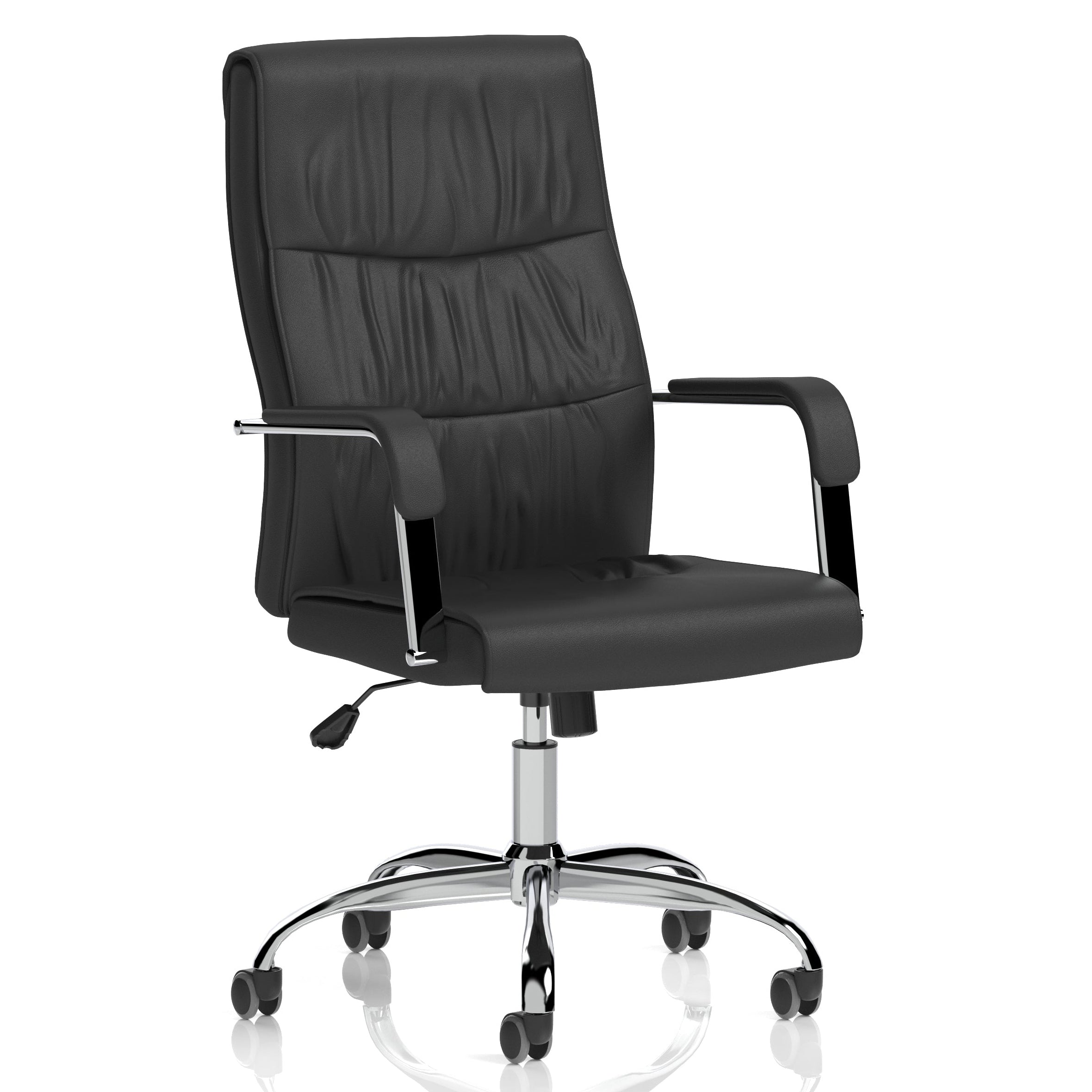 Black office chair with high backrest on a white background